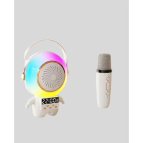 Resim Kablosuz Mikrofonlu Astronot Tasarım Bluetooth Speaker Karaoke 