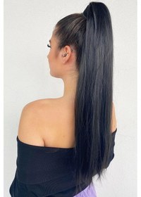 Resim Caş Dekorasyon Siyah Renk Çıtçıtlı Düz At Kuyruğu Saç 