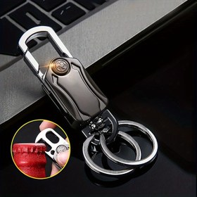 Resim Erkekler için İş Tarzı Çok Fonksiyonlu Araba Anahtarlık Şişe Açacağı ile - Dayanıklı Alüminyum Alaşım, Çoğu Modelle Uyumlu, Yaratıcı Bel Asma, Anahtar Kabuğu 
