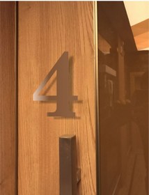Resim zafrakreklam Kapı Daire Numarası 1 mm Bronz Ayna Pleksi Yapışkanlı No - 4 DÖRT 