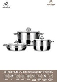 Resim Amboss Valeria 6 Parça Tüm Ocaklara Uyumlu Paslanmaz Çelik Tencere Tava Sütlük Seti 