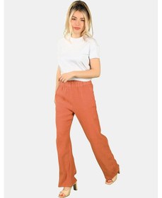 Resim Balins Beli Lastikli Keten Pantolon Kiremit 