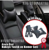 Resim Peugeot Oto Koltuk Kılıfı Ve Başlık Uyumlu Deri Yastık Set 
