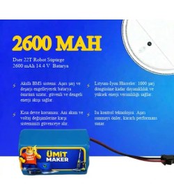 Resim Dser 22T Robot Süpürge 2600 mAh 14.4 V Batarya - Orjinal Uyumlu Uzun Ömürlü, Yüksek Performans Pil 