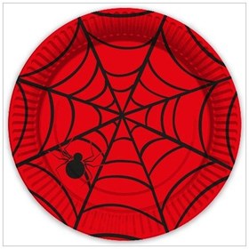 Resim Örümcek Ağı Karton Tabak, 23Cm X 8 Adet - Kırmızı 