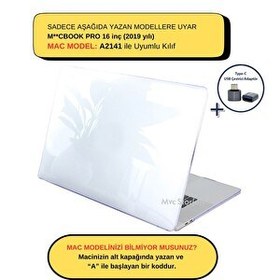 Resim McStorey MacBook Pro 16" A2141 2019 Uyumlu Şeffaf Kristal Koruyucu Laptop Kılıf 