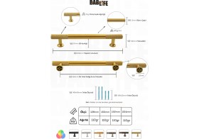 Resim Bablife Vetra Mat Altın 128MM Metal Lüks Çekmece Dolap Mobilya Kulpları 