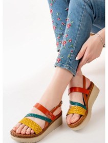 Resim İdimilla 730-152 Multi Ortopedik Hakiki Deri Dolgu Kadın Sandalet Çok Renkli 
