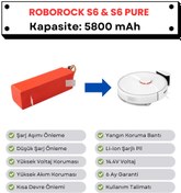 Resim Roborock S6 S6 Pure Uyumlu Batarya 14.4V 5800 mAh Robot Süpürge Pili 