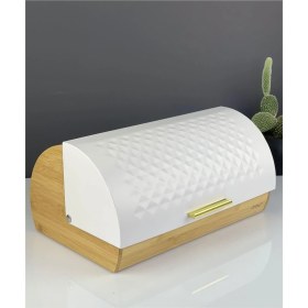 Resim Bambu Beyaz Metal Raylı Kapaklı Ekmeklik 