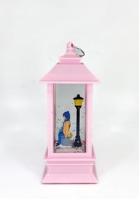 Resim Romantik Kış Masalı Işıklı Kar Küresi - Sevgililer Pembe 