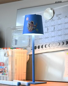 Resim LUMINZO Şapkalı Şarjlı Dokunmatik Erkek Çocuk Odası Masa Lambası Abajur Gece Lambası 3 Işık Rengi Melda 