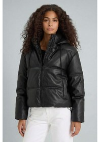 Resim Defacto Regular Fit Kapüşonlu Polar Astarlı Suni Deri Mont F2142ax25wnbk27 Siyah-bk27 