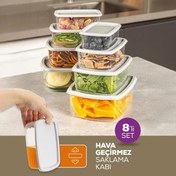 Resim 8'li Hava Geçirmez Saklama Kabı Seti Gri 2x(250-500-750-1200 Ml) Vienev