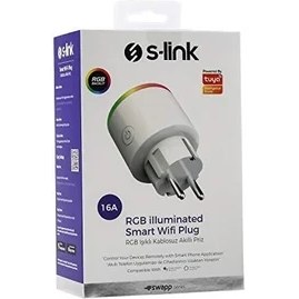 Resim Storemax S-Link Swapp Sl-03 16A Akım Korumalı Akıllı Priz Rgb Işıklı 2.4 G Wifi Tuya Destekli 