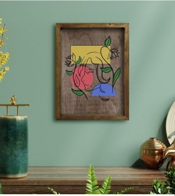 Resim Bk Home Woman Line Tasarımlı Doğal Masif Ahşap Çerçeveli Tablo-6 (551089921) 