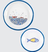 Resim Balık Masalı ve Uçan Balık Emaye Tabak 2’li Set 