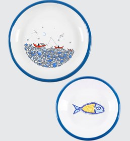Resim Balık Masalı ve Uçan Balık Emaye Tabak 2’li Set 