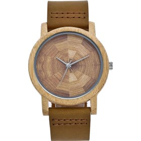 Resim Erkek Bambu Ahşap Saat Deri Kayışlı Ahşap Saat Analog Kuvars Hafif Günlük Saatler Kol Saati Severler Seti Titanyum 