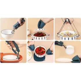 Resim Hediye Bahçesi 4 Parça Yanma Önleyici Mutfak Seti - Tencere Tabak Tutucu ve Fırın Eldiveni 