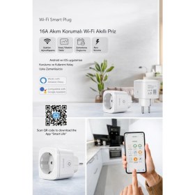 Resim Ecuy 16A Akım Korumalı Wifi Akıllı Priz Smartlife Uyumlu Android Ios Telefon Kontrollü Enerji Takipli 