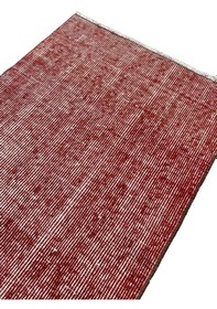 Resim El Dokuma Vintage Yolluk 55x300 Düz Kırmızı Renk Eskitme Halı Kırmızı 