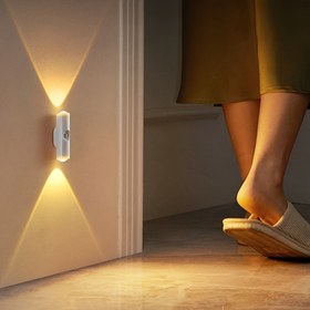 Resim LED Akıllı Hareket Sensörü Çift Başlı Duvar Lambası, USB Şarj Edilebilir İnsan Vücut Sensörü Spot Işık, 3 Renk Ayarlanabilir Aydınlatma, Kablolama Gerektirmez, Mutfak, Koridor, Gardırop, Ayakkabı Dolabı, Yatak Odası, RV için Uygun 