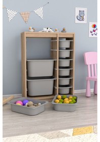 Resim Cosmo Xs Çok Amaçlı 10 Sepetli Mutfak Banyo Kiler Dolabı Gri 