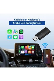 Resim Carplay Mini 2in1 Araç Kiti Kablosuz Carplay & Android Auto Adaptörü Hızlı Wifi 5.8ghz Bağlantı Bluetooth 