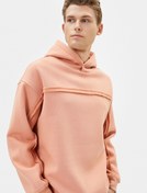 Resim Oversize Kapşonlu Sweatshirt Dikiş Detaylı Uzun Kollu Şardonlu 