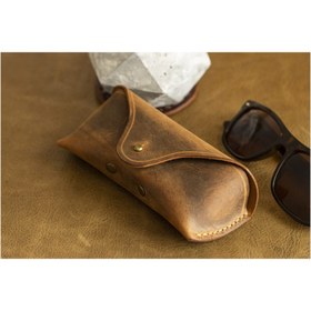 Resim Hi Leather Pitho Deri Gözlük Kılıfı Camel 