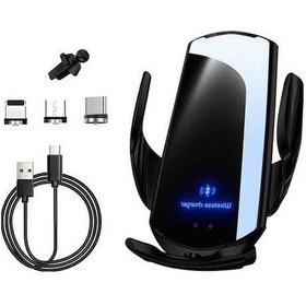 Resim Ulzyvf 15w Manyetik Araç Şarj Cihazı - Hızlı Kablosuz Şarj, Otomatik Sensörlü, 360 Dönebilir Siyah Siyah 