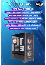 Resim Game Garaj Elite S42 R7-7800X3D 32 GB 1 TB SSD RX9060XT Free Dos Oem Paket Masaüstü Oyuncu Bilgisayarı 