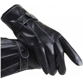 Resim Erkek Standart Beden Suni Deri Eldiven St Siyah 