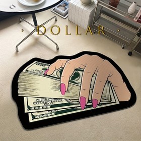 Resim 1 Adet Yumuşak Kaymaz Dolar Desenli Paspas - Oturma Odası, Yatak Odası, Banyo, Oyun Odası, Yurt İçin Mükemmel, Makinede Yıkanabilir Şekilli Dekoratif Karikatür Sevimli Giriş Paspası, Rahat Yüksek Kaliteli Ev Dekoru 