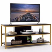 Resim Tasarım 80x140x40 CM Gold Ev ve Ofis TV Sehpası Zizuva