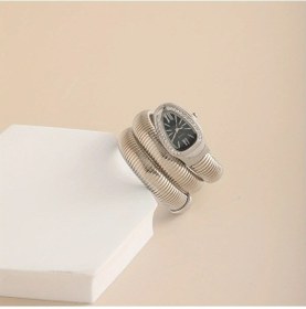 Resim Fochsia 1/4 Parça Gümüş Mavi Kadın Esnek Bilezik Saati Oval Kadran Trend Hediye Diğer 