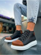 Resim BZ Moda B258 Roma Bağcıklı Ortopedik Taban Günlük Cilt Erkek Spor Postal Bot CBT Siyah/Taba 