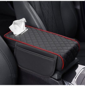 Resim Araba Kolçak Kutusu Yükseltici Ped Genişletilmiş İç Doku Kutusu, Renk: Siyah Kırmızı 