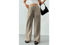 Resim Ghassy Co. Kadın %100 Cotton Müslin Ultra Hafif Palazzo Model Geniş Paça Keten Karışım Pantolon 
