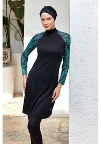 Resim Adasea Reglan Kol Likralı Tam Kapalı Tesettür Mayo 3120 Siyah Siyah02 Siyah 