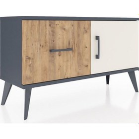 Resim Arges Şifonyer Tek Raflı Tek Çekmeceli Tek Kapaklı 88x30x48 Antrasit-aytaşı/çam Aytaşı/çam 