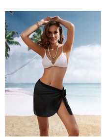 Resim Star Siyah Tül Pareo Kadın Plaj Elbisesi Bikini Mayo Üstü 