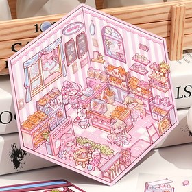 Resim Kendin Yap 3D Panda Evi Sticker Seti - Kendi Çay Restoranınızı, Mağazanızı, Fırınınızı, Kütüphanenizi Yaratın - Yeniden Kullanılabilir Karışık Renkli Polietilen Tereftalat, Kış ve Yeni Yıl İçin Mükemmel 