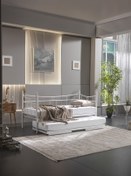 Resim Unimet Daily Yavrulu Daybed Tek-çift Kişilik Sedir Metal Karyola Yatak Seti Beyaz 
