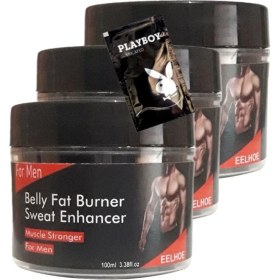 Resim Buğz Belly Fatburner Yağları Eritmek Için Masaj Bakım Kremi 3X100 Ml+1 Adet Jel ile 