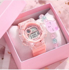 Resim Şık Tasarım Sevimli Moda Işıklı Çocuk Kol Saati Pembe 