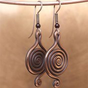 Resim Bohem Retro Tarzı Spiral Su Damlası Şeklinde Küpeler, Kadınlar için Antika Bakır Kaplama Kompozit Metal 
