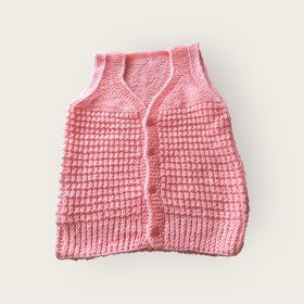 Resim Ercahome tekstil El Örgüsü Cotton İp Yavruağzı Kız Yelek 