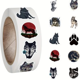 Resim 500 adet / rulo Kurt Çıkartmaları Rulo Vinil Kurt Çıkartmaları Scrapbook, Journaling, Laptop, Tampon, Kaykay, Su Şişeleri, Bilgisayar, Telefon, Karikatür Halloween Noel Şükran Günü Hediyeleri için 